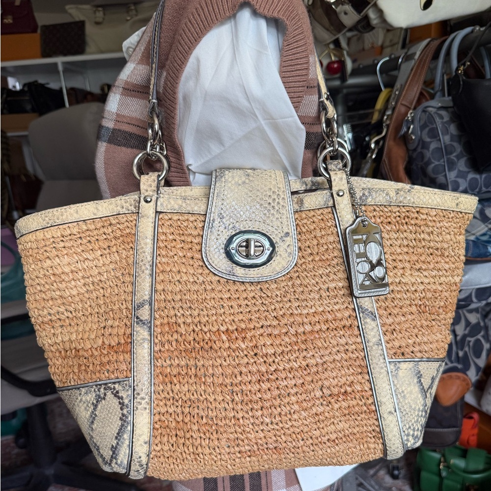 Coach Tan and Cream Classic Tote Bag